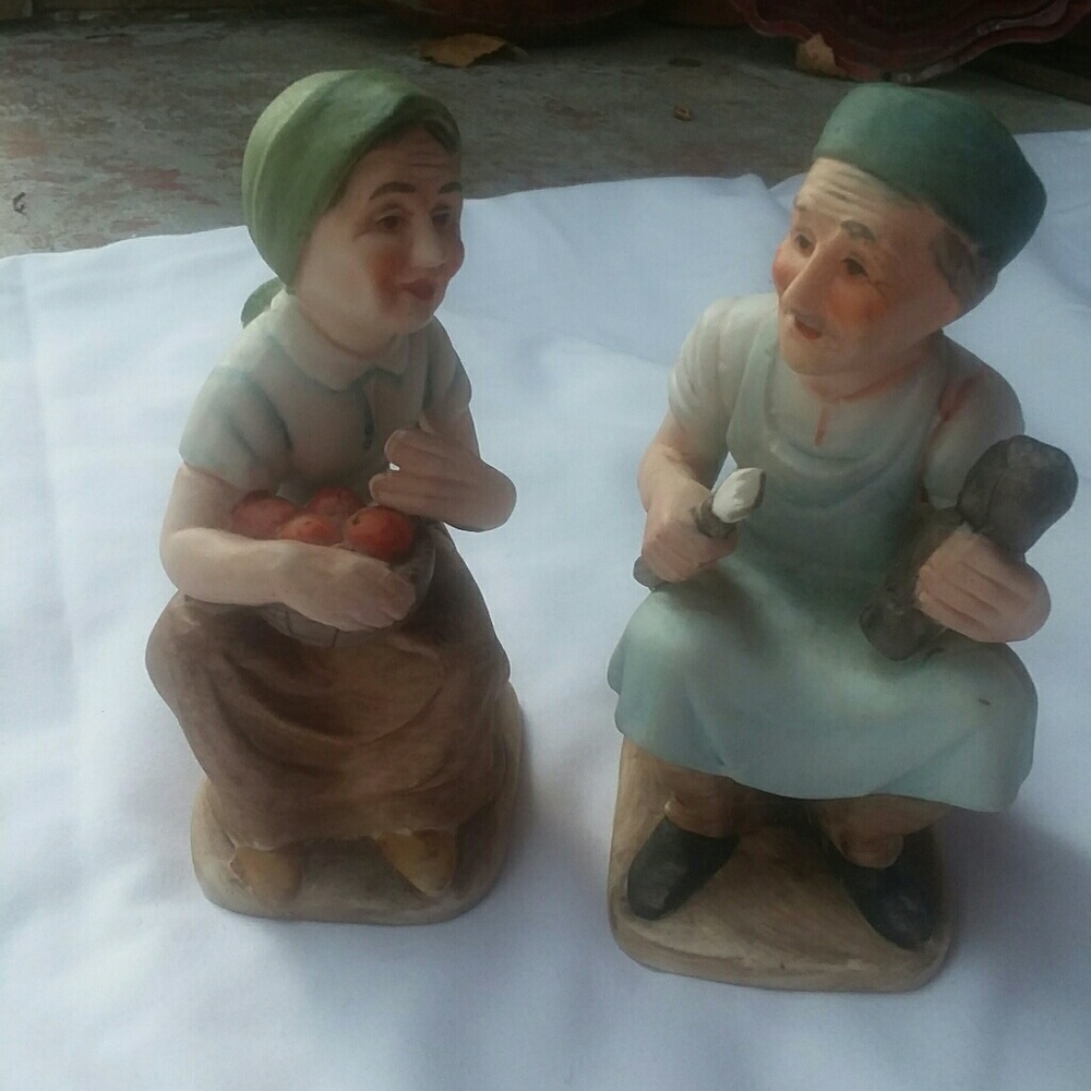 Old Man And Woman Figurines Vintage Italian